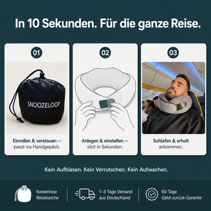 SnoozeLoop – Das Reisekissen, das wirklich hält.